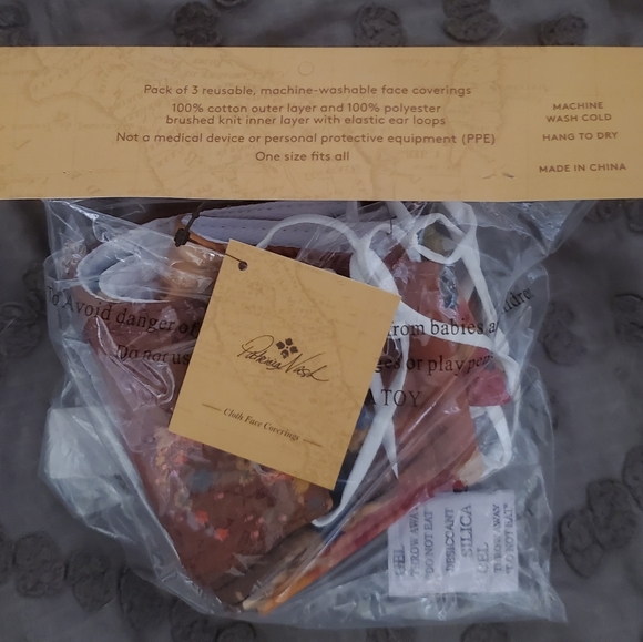New 3pc Patricia Nash PACK OF 3 Cloth Face Coverings. - Picture 16 of 16